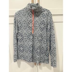 Columbia 1/4 zip fleece pullover jacket  geometric grey/white women size large